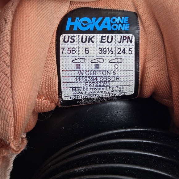 Hoka One One Clifton 8 Road Running Shoes Womens Sz 7.5 B Sun Baked/Shell Coral - Picture 6 of 11